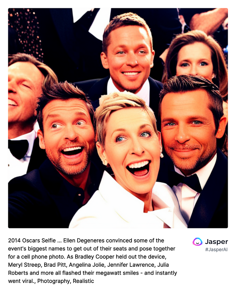 AI recreation of the 2014 Oscars selfie