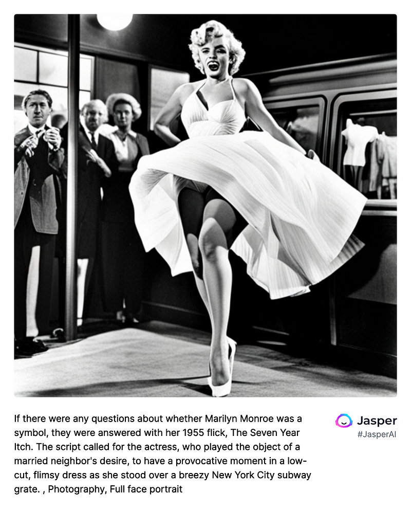 AI recreation of Marilyn Monroe in The Seven Year Itch