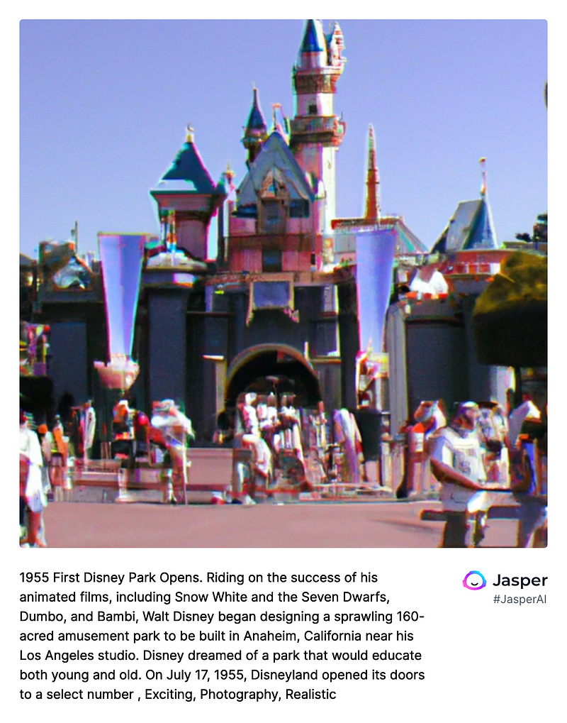 AI-generated image of Disneyland's opening day