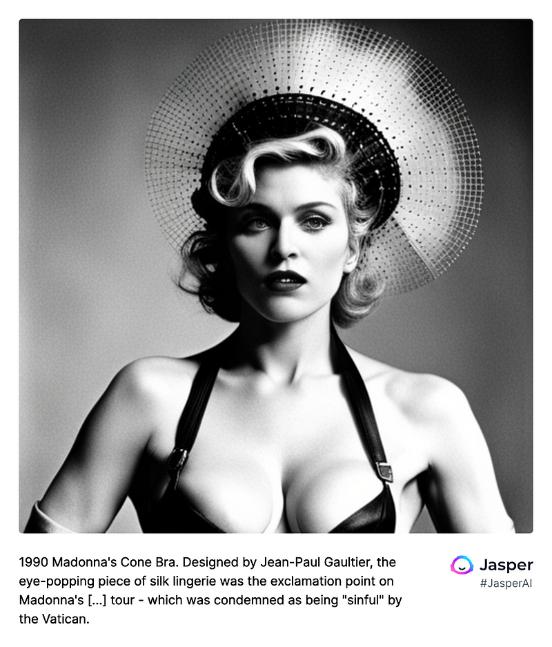 AI-generated image of Madonna in her cone bra