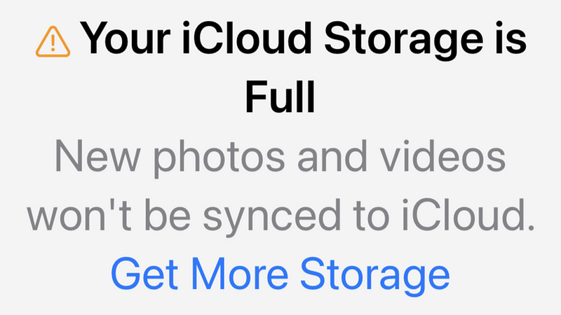 iCloud Storage Full Notification