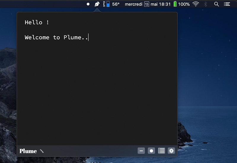 Plume Notes App in Menu Bar