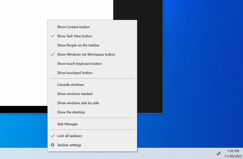 Task Manager Access in Windows 10