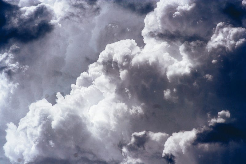 Cloud formations resembling rocks in the sky