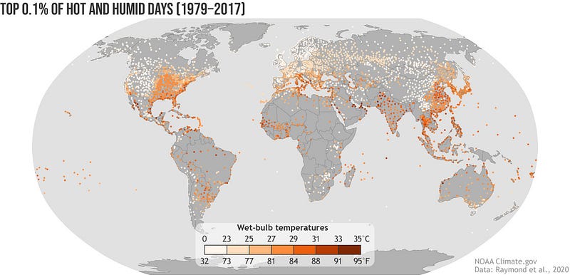 Map of Vulnerable Coastal Regions to Humid Heat