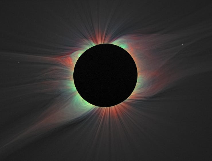 Color overlay of solar corona emissions