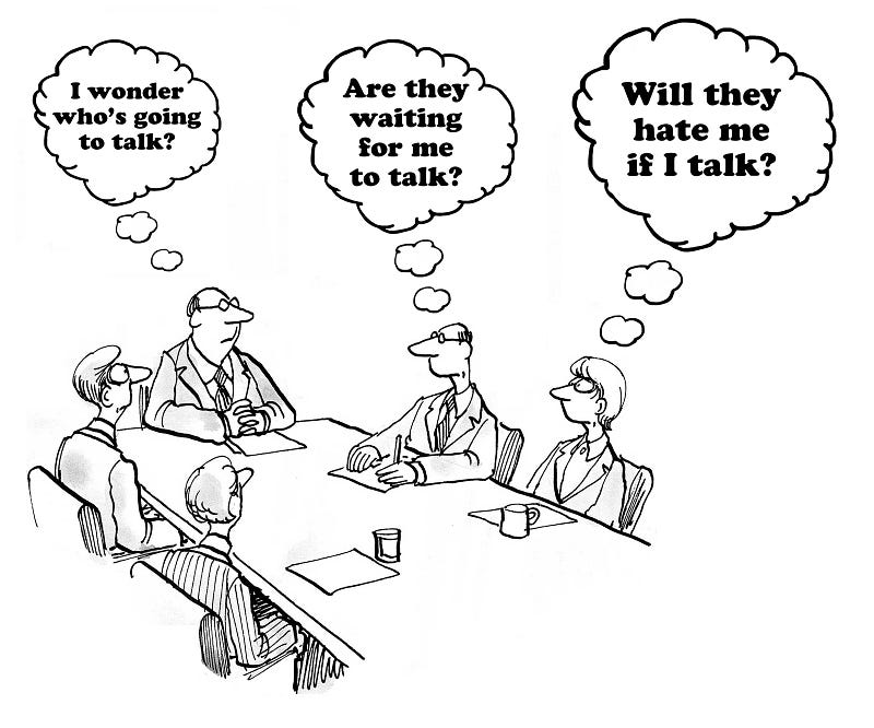 Hesitation in speaking during meetings