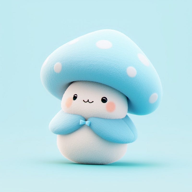 Cute plush mushroom illustration