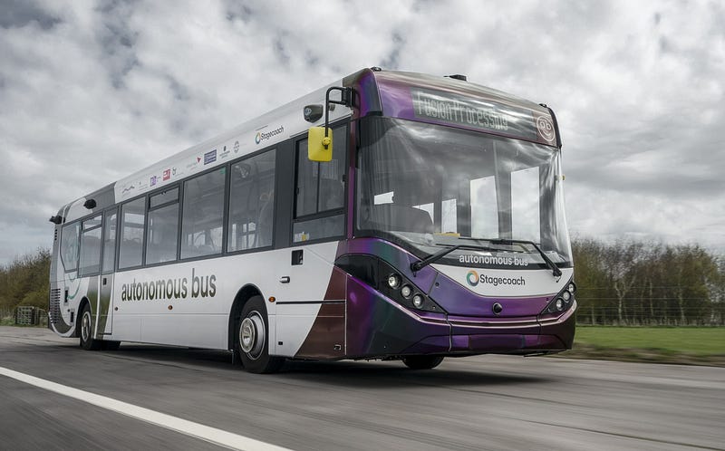 Self-driving bus in operation on Scottish roads