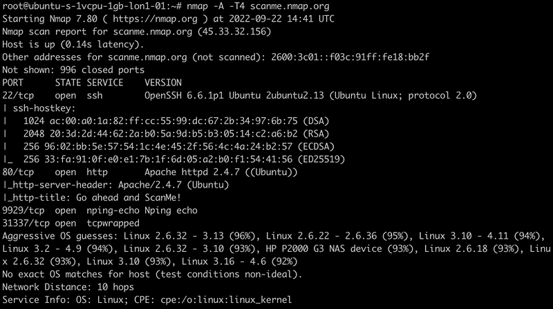 Nmap Aggressive OS Detection Example