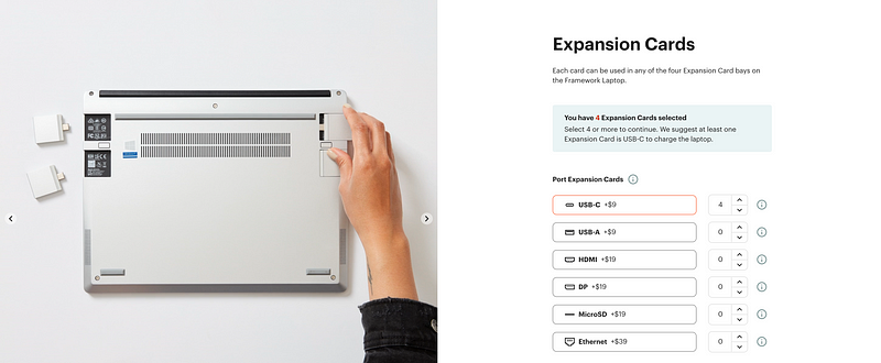 Modular design of the Framework laptop