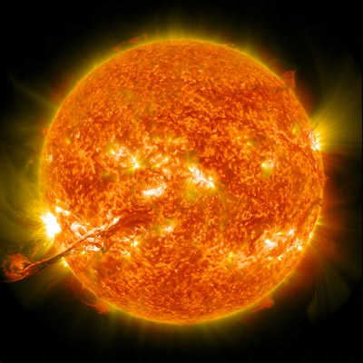 The Sun, a massive star at the center of our solar system.