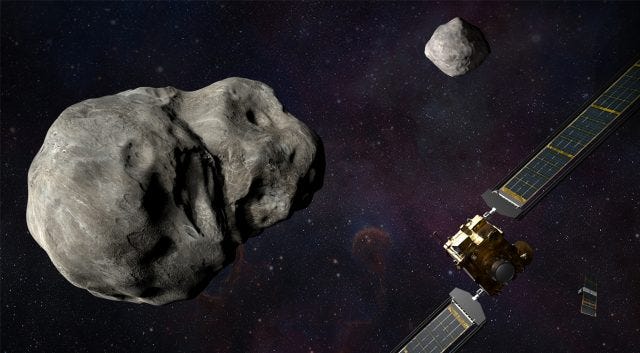 Concept of satellite impact on an asteroid