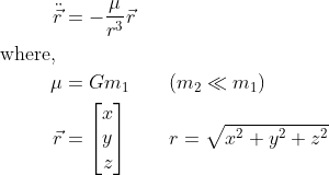 Equations of motion for the two-body problem