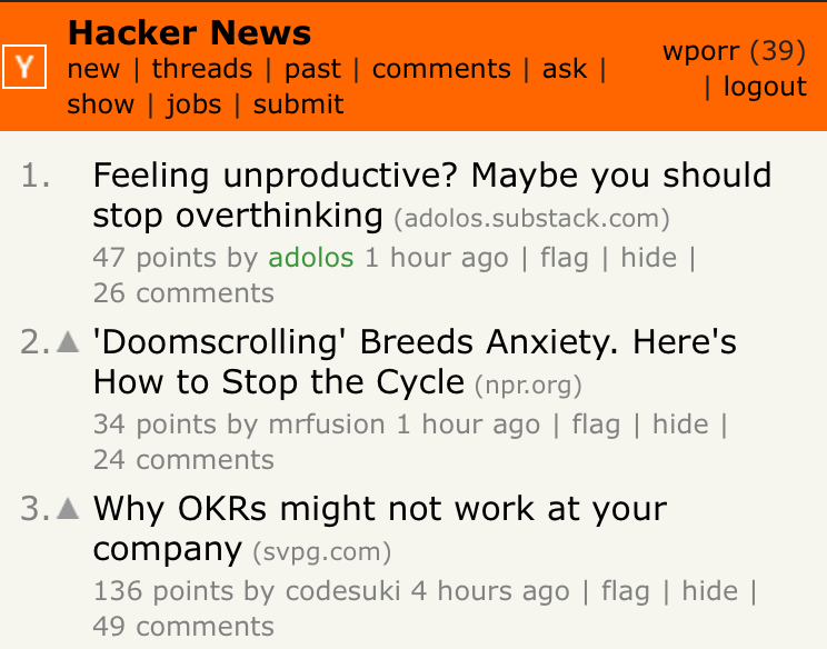 Screenshot of GPT-3's article on Hacker News