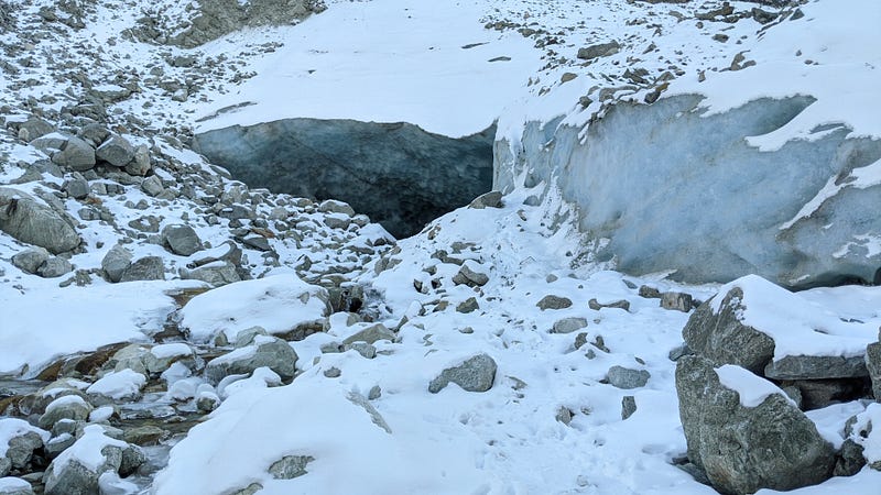 A river flowing from the glacier cave