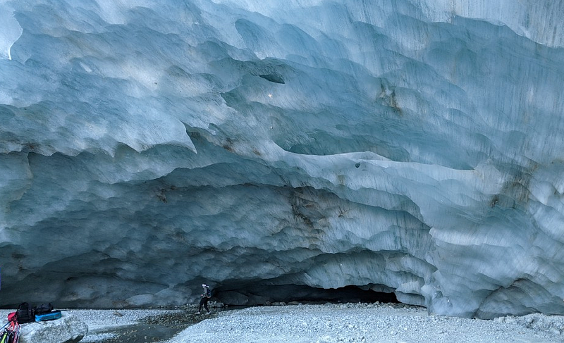 Interior view of the glacier cave