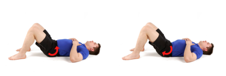 Supine pelvic tilt exercise demonstration