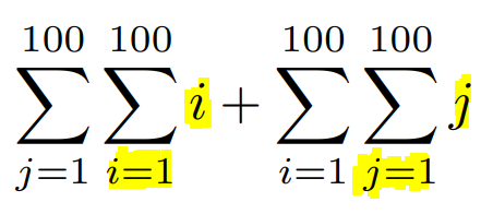 Rearranged summation expressions