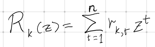 Generating function definition for r_{k,t}.