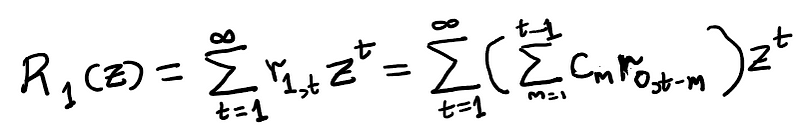 Generating function for k=1.