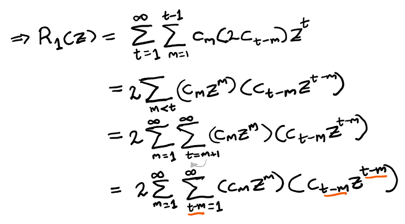 Generating function for k=1.