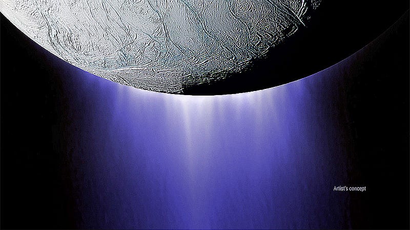 Conceptual image of geysers on Enceladus