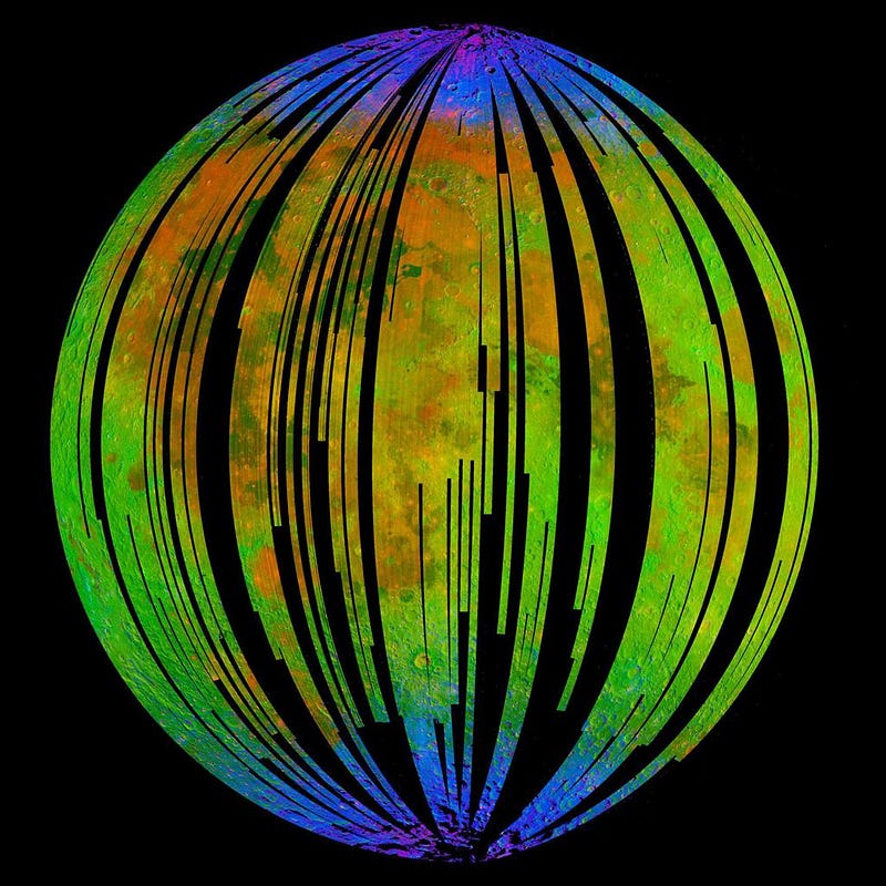 Map showing water ice deposits on the Moon