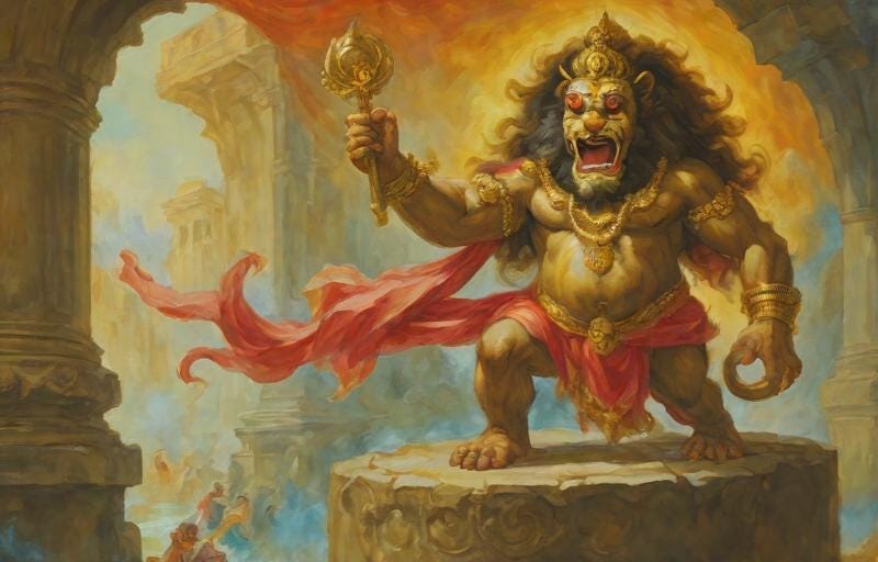 Illustration of Narasimha, the protective deity