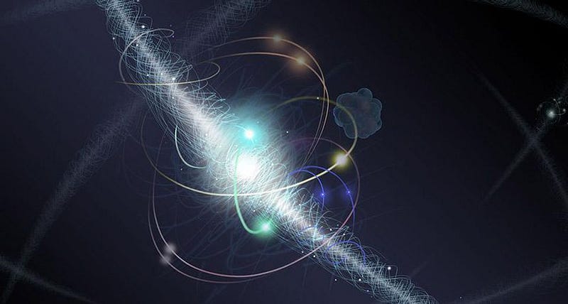 Electron orbiting an atomic nucleus