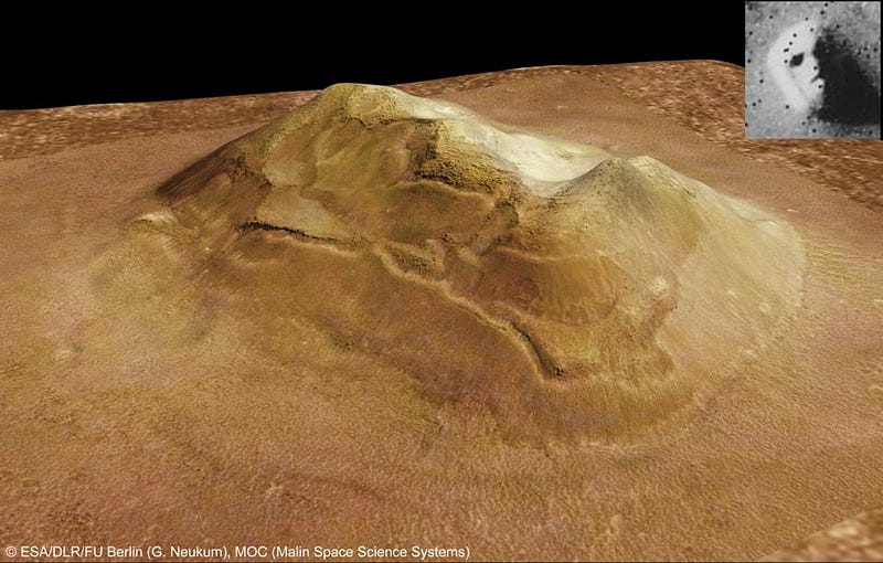 The infamous 'face' on Mars, a natural formation misinterpreted.