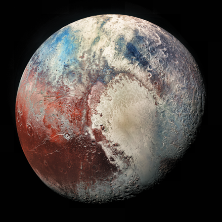 Pluto, imaged by the New Horizons spacecraft.